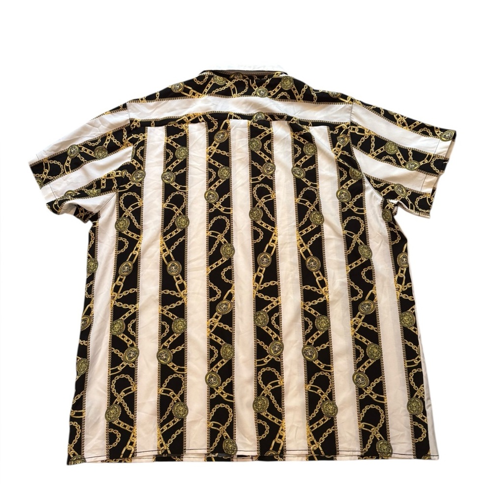 NWT Drill Clothing Baroque Gold Italian Designer Style Shirt Medus Chains, 3X - Picture 4 of 9